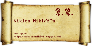 Nikits Miklós névjegykártya